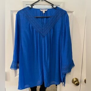 Blue Lace Trim Women's Top